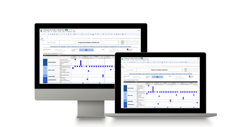 Formato de limpieza y desinfección en excel para restaurantes